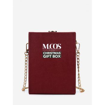 

Christmas Letters Pattern Chain Box Bag, Deep red
