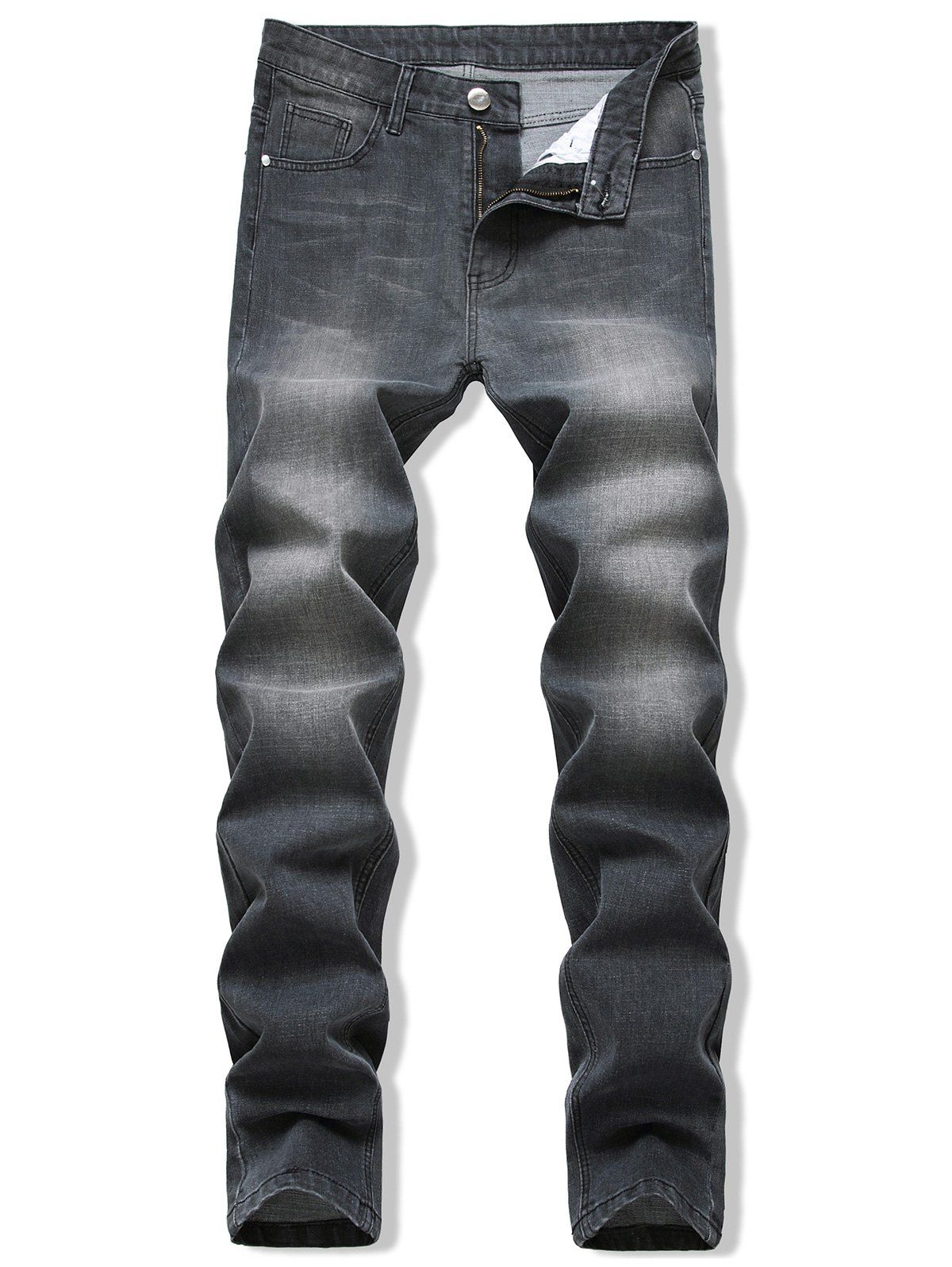 [29% OFF] 2021 Long Straight Zip Fly Denim Jeans In BLACK | DressLily