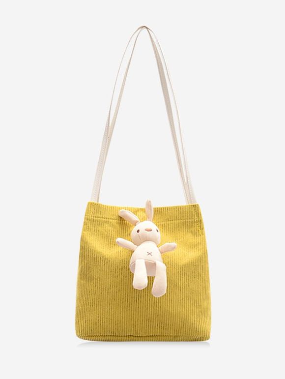 Sac Porte Epaule Lapin Mignon en Velours Côtelé - Jaune Soleil 