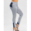 Legging de Gym Chiné Contrasté en Dentelle de Grande Taille - Nuage Gris L