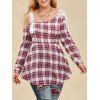 Blouse à Carreaux à Epaule Ouverte de Grande Taille - Rouge Cerise 3X