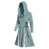 Robe à Capuche Côtelée Panneau en Dentelle à Lacets - Cyan Opaque L