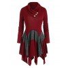 Tricot Mouchoir Boutonné Bicolore - Rouge foncé M