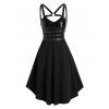 Robe Ligne A à Bretelle Harnais Taille Haute avec Œillet - Noir M