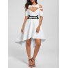 Robe Gothique Haute Basse à Epaule Dénudée avec Rivet Détaillé - Blanc Lait 3XL