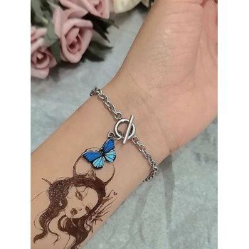 

Brief Butterfly Alloy Chain Bracelet, Deep blue