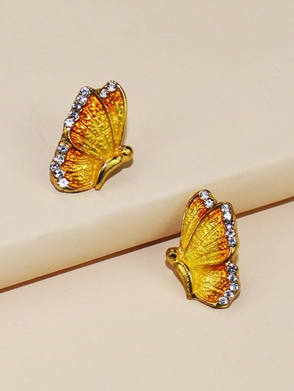 Boucles d'Oreilles Petit Papillon avec Strass - d'or 
