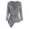 Haut Asymétrique Teinté avec Boutons - Gris Clair M