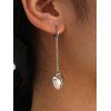 Boucles d'Oreilles Pendantes Cœur à Chaîne - Argent 