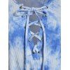 Plus Size Lace Up Tie Dye Front Twist Knitwear - DODGER BLUE 5X