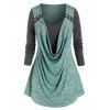 T-shirt Teinté à Col Bénitier de Grande Taille - Turquoise Grisâtre 5X