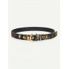 Ceinture avec Boucle à Imprimé Fleurs Style Rétro - Noir 