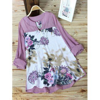 

Plus Size Floral Print High Low Tunic Top, Light pink
