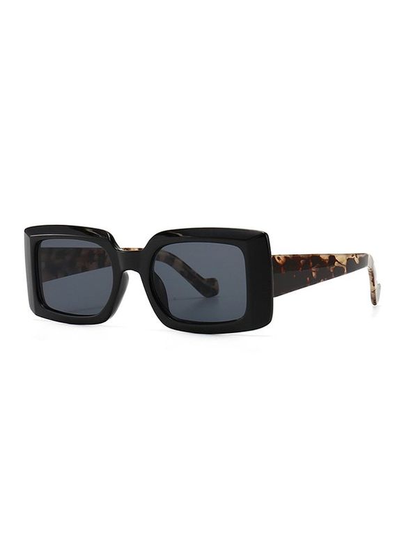 Lunettes Solaires Anti-UV à Large Bord Rectangulaire - Noir 