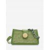 Sac à Bandoulière Rétro Rectangle avec Bouton avec Chaîne - Vert Noisette 