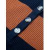 Two Tone Striped Half Button Sweater - DARK ORANGE L