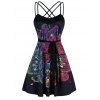 Robe Evasée à Bretelle Ceinturée Croisée à Imprimé Attrape-Rêve Style Bohémien - multicolor B 3XL