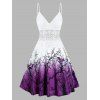 Halloween Tree Bats Print Lace Insert Cami Dress - PURPLE M