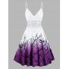 Robe d'Halloween en Dentelle Insérée Imprimée Chauve-souris à Bretelle - Pourpre XL