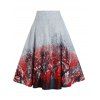 Trees Print Lace-up Front Skirt - GRAY 2XL