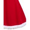 Plus Size Velvet Christmas Bowknot Dress with G-string - RED L