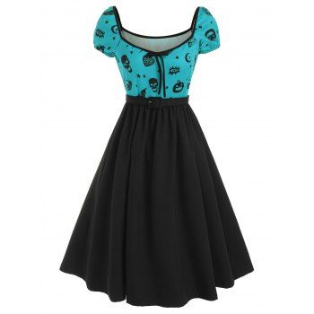 

Halloween Skull Skeleton Hand Bowknot Dress, Medium turquoise