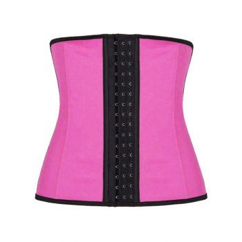

Faux Leather Piping Shapewear Plus Size Corset, Light pink