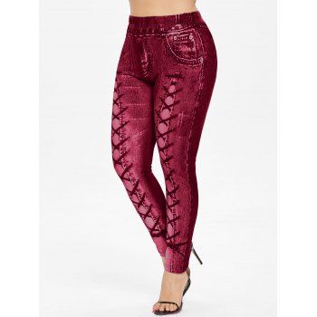 

Plus Size 3D Printed Leggings, Firebrick