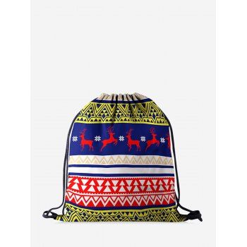 

Christmas Geometric Elk Digital Print Cinch Bag, Navy blue