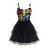 Robe d'Halloween Superposée Motif de Squelette en Tulle de Grande Taille - multicolor A 5X