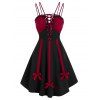 Robe Évasée à Lacets avec Noeud Papillon - multicolor A XL