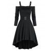 Robe Haute Basse à Epaule Dénudée à Lacets - Noir L