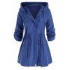 Manteau à Capuche Grande Taille Avec Poche et Cordon de Serrage Zippé - Ardoise bleue 1X