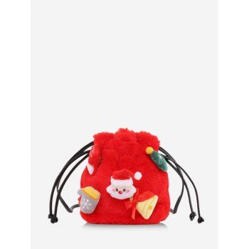 

Santa Claus Plush Drawstring Crossbody Bucket Bag, Red