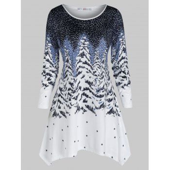 

Plus Size Snowflake Tree Print Christmas Tee, White