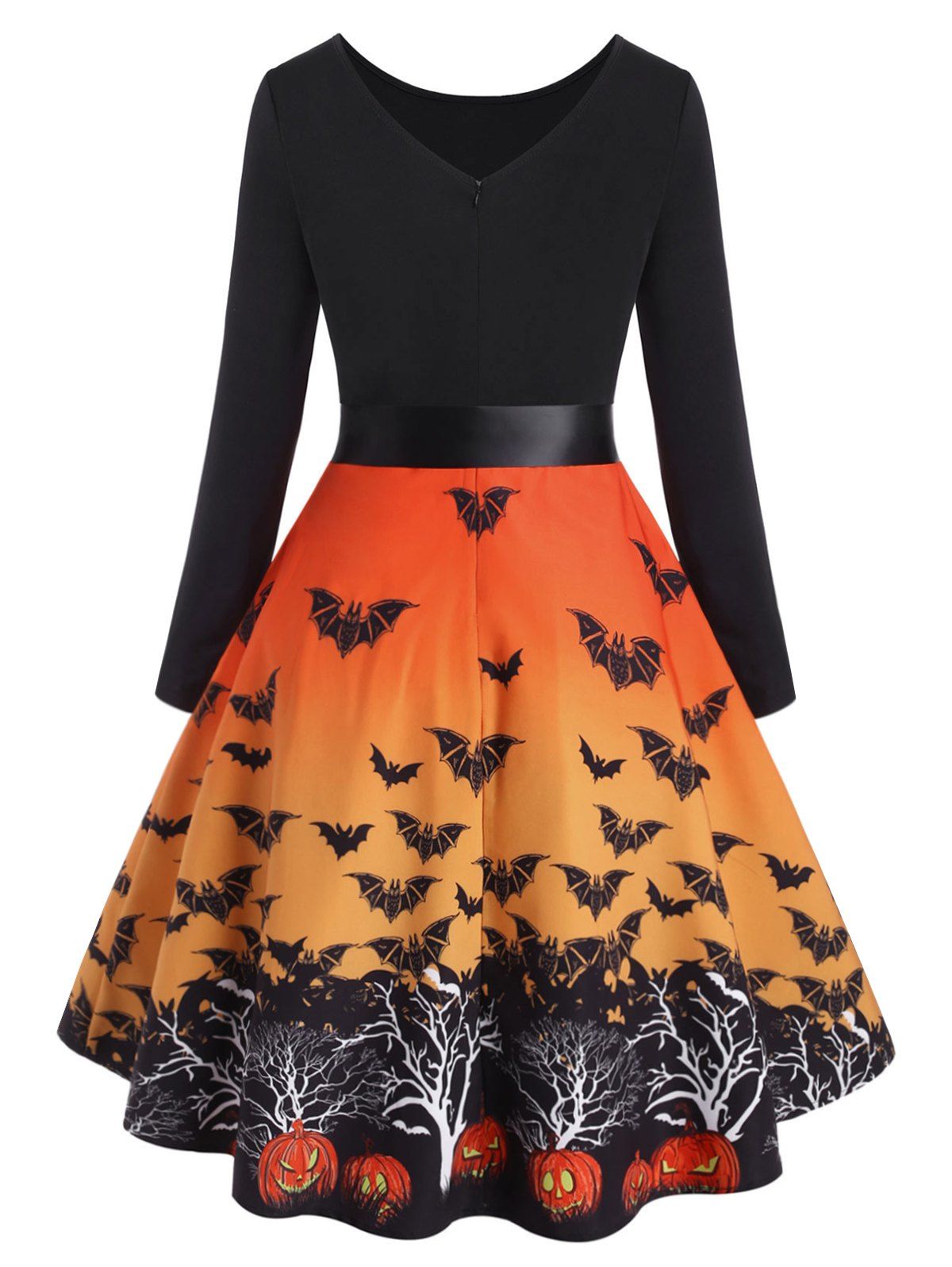 [43% OFF] 2020 Plus Size Halloween Bats Print Vintage Dress In ORANGE ...