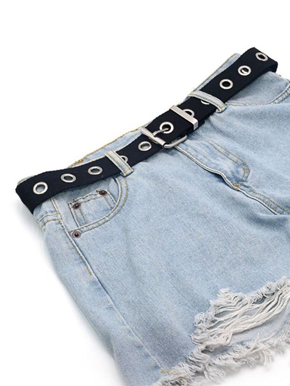 Ceinture Décontractée en Nylon avec Œillets - Noir 