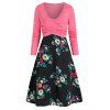 Ensemble de Haut Croisé et de Robe à Bretelle Fleurie Imprimée - multicolor A M