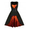 Robe Bouclée à Imprimé Toile d'Araignée de Grande Taille - Orange Citrouille L