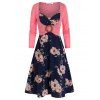 Robe Fleurie Imprimée Anneau en O à Manches Longues Deux Pièces - multicolor C S