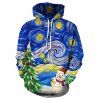 Christmas Tree Snowman Galaxy Print Kangaroo Pocket Hoodie - BLUE M