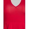 Keyhole Off Shoulder Contrast Lace Dress - RED 2XL
