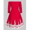 Keyhole Off Shoulder Contrast Lace Dress - RED 3XL