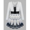Corsage en Dentelle Insérée Florale Broderie Grande-Taille - Blanc 1X