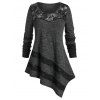 T-shirt Panneau en Dentelle Oblique de Grande Taille - Noir 3X