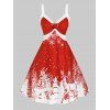 Robe de Noël Anneau en O à Imprimé Cerf de Grande Taille - Rouge 4X