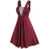 Robe Embellie de Bouton Plissée de Grande Taille à Paillettes - Rouge foncé 4X