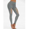 Legging Gothique avec Rivet Détaillé à Lacets - Cendre gris S