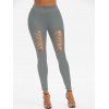 Legging Gothique avec Rivet Détaillé à Lacets - Cendre gris L