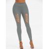 Legging Gothique avec Rivet Détaillé à Lacets - Cendre gris XL
